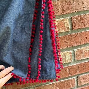 6 Blue with Red pop pom placemats clean cottagecore cabincore kitchen